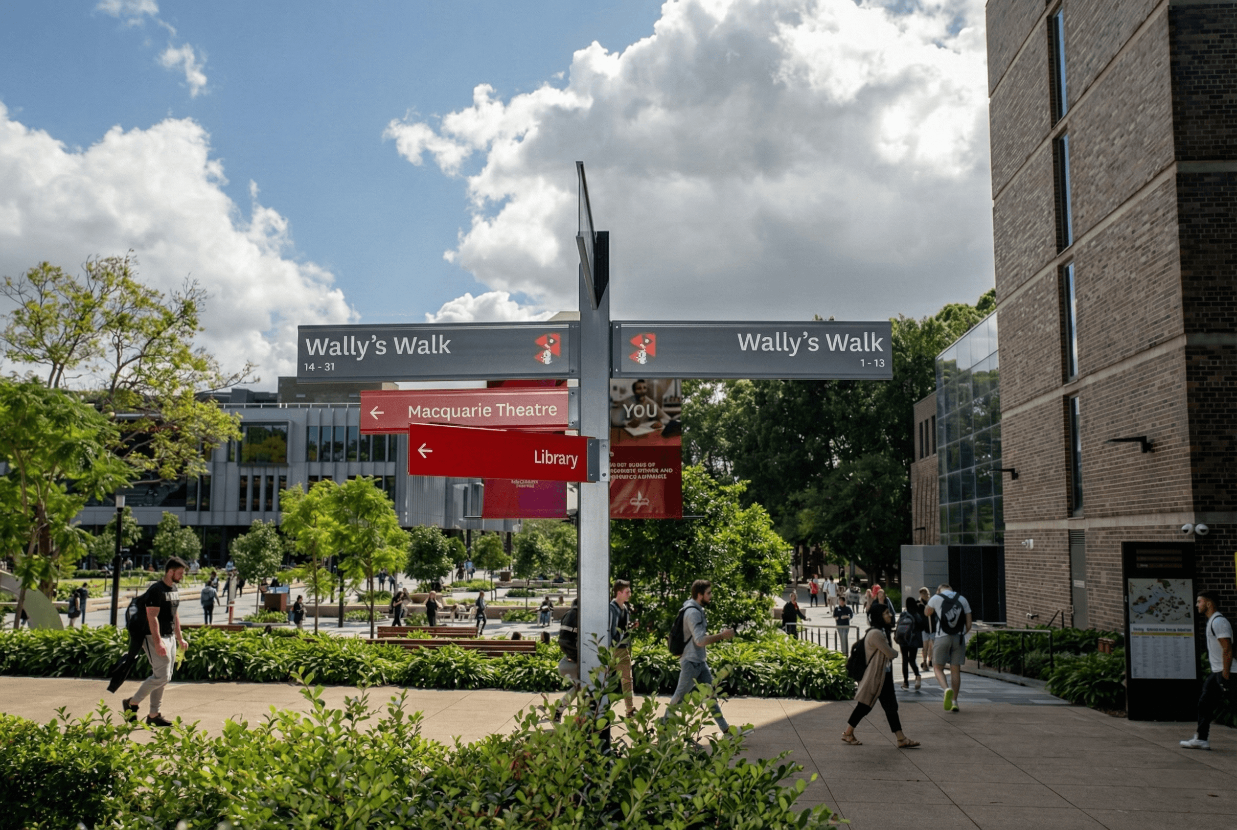 Students collaborating on campus